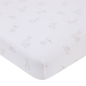 Ever & Ever Sweet Bunny Pink, White, and Taupe 100% Cotton 3 Piece Nursery Crib Bedding Set - Quilt, Fitted Crib Sheet, and Crib Skirt
