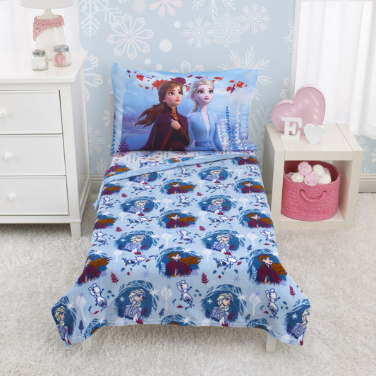 Disney Frozen 2 - Magical Journey - Light Blue, Lavender, Teal and White Super Soft Toddler Blanket