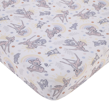 Disney B is for Bambi Tan, Gray, and White Nursery Fitted Crib Sheet