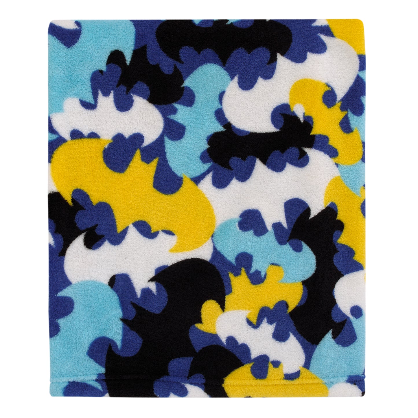 Warner Brothers Batman The Caped Crusader Light Blue, Navy, Yellow and White Bat-Signal Super Soft Toddler Blanket