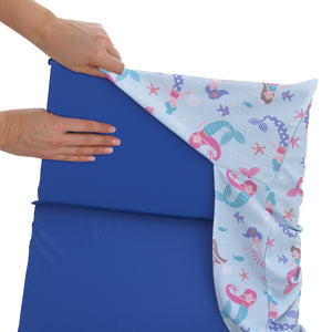 Everything Kids Mermaid, Seashell, Star Fish Aqua, Lavender and Pink Preschool Nap Pad Sheet