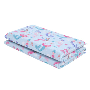 Everything Kids Mermaid, Seashell, Star Fish Aqua, Lavender and Pink Preschool Nap Pad Sheet