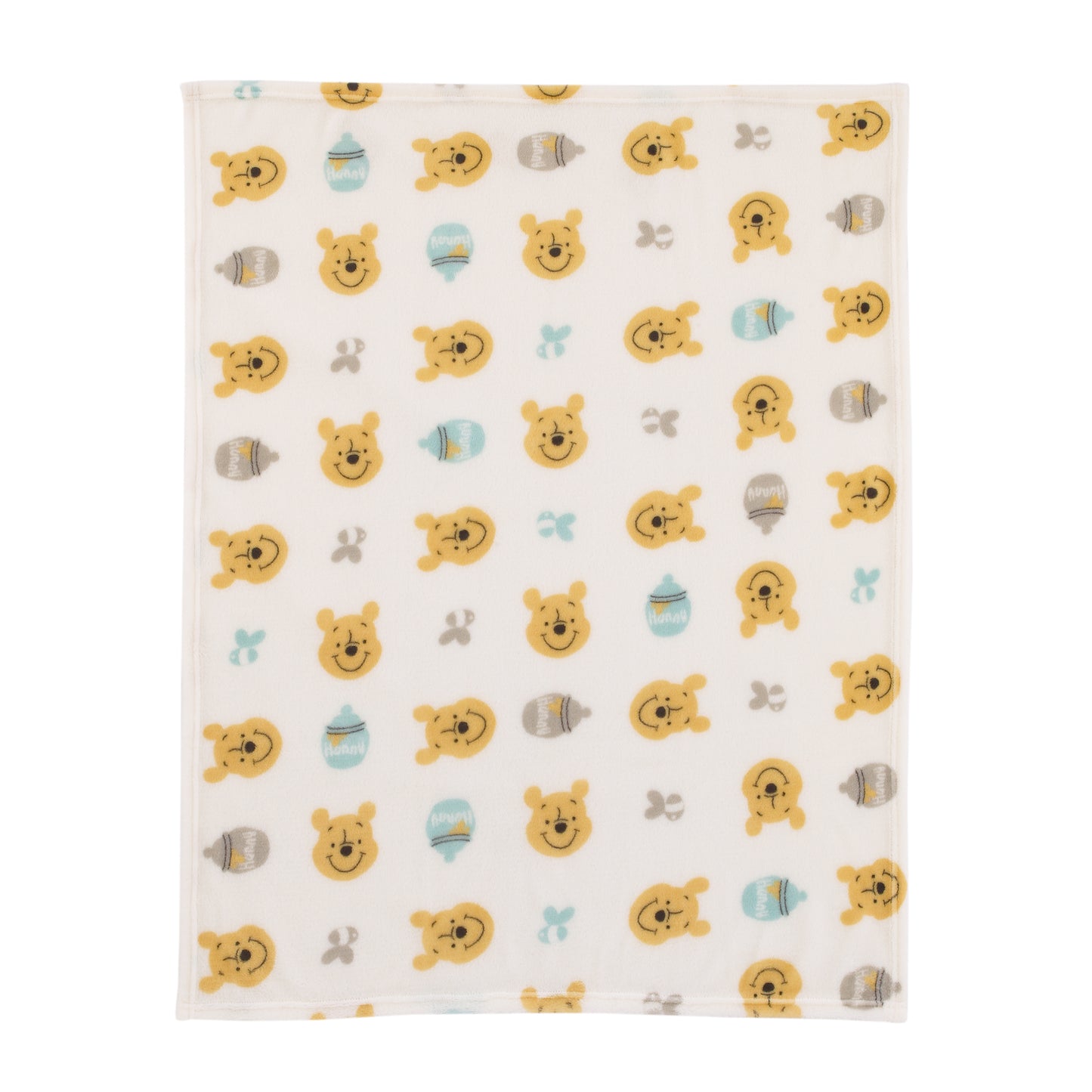 Disney Winnie The Pooh - Ivory, Yellow and Aqua Super Soft Plush Baby Blanket