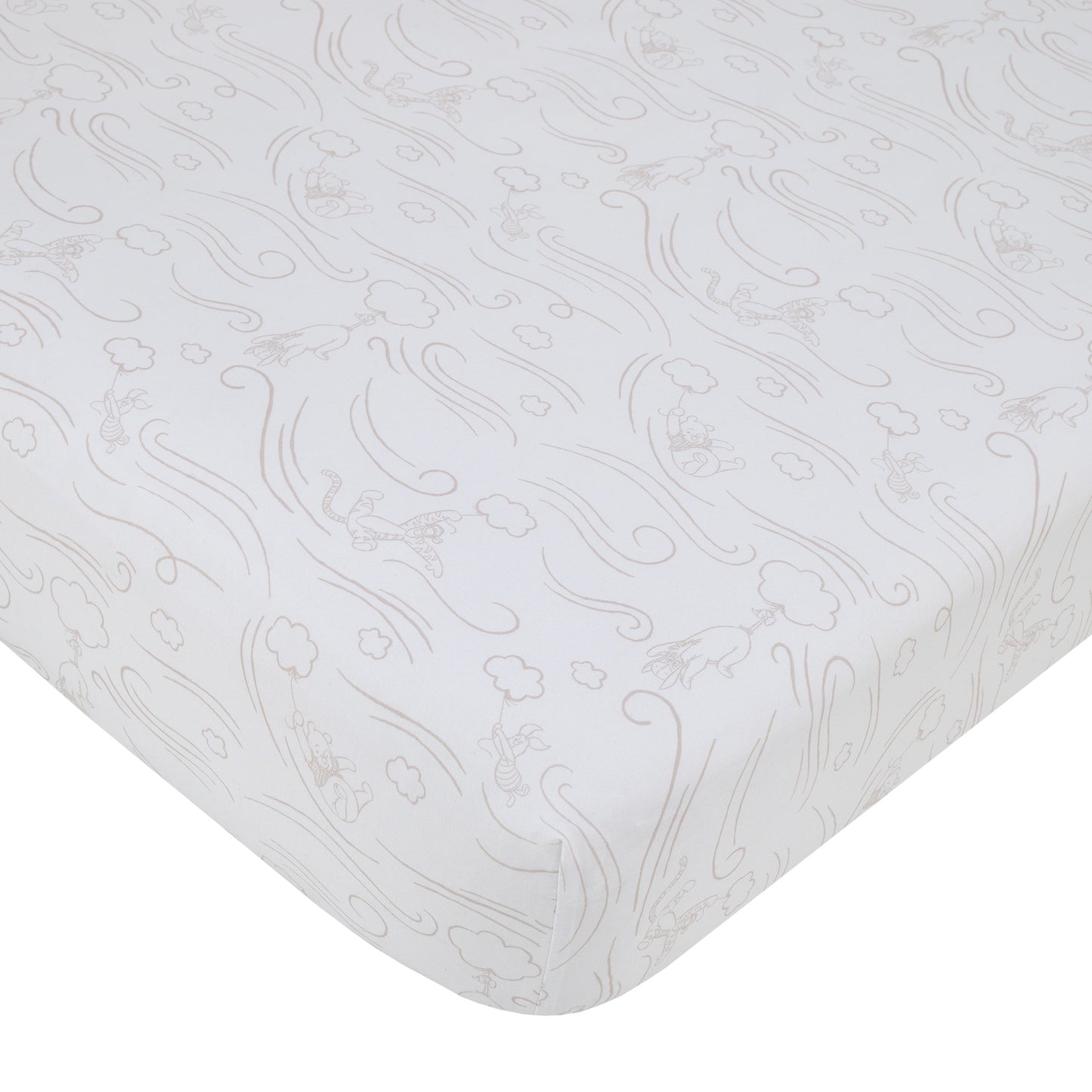 Disney Winnie the Pooh - Blustery Day Grey and White Clouds Fitted Crib Sheet