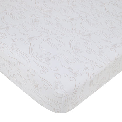 Disney Winnie the Pooh - Blustery Day Grey and White Clouds Fitted Crib Sheet