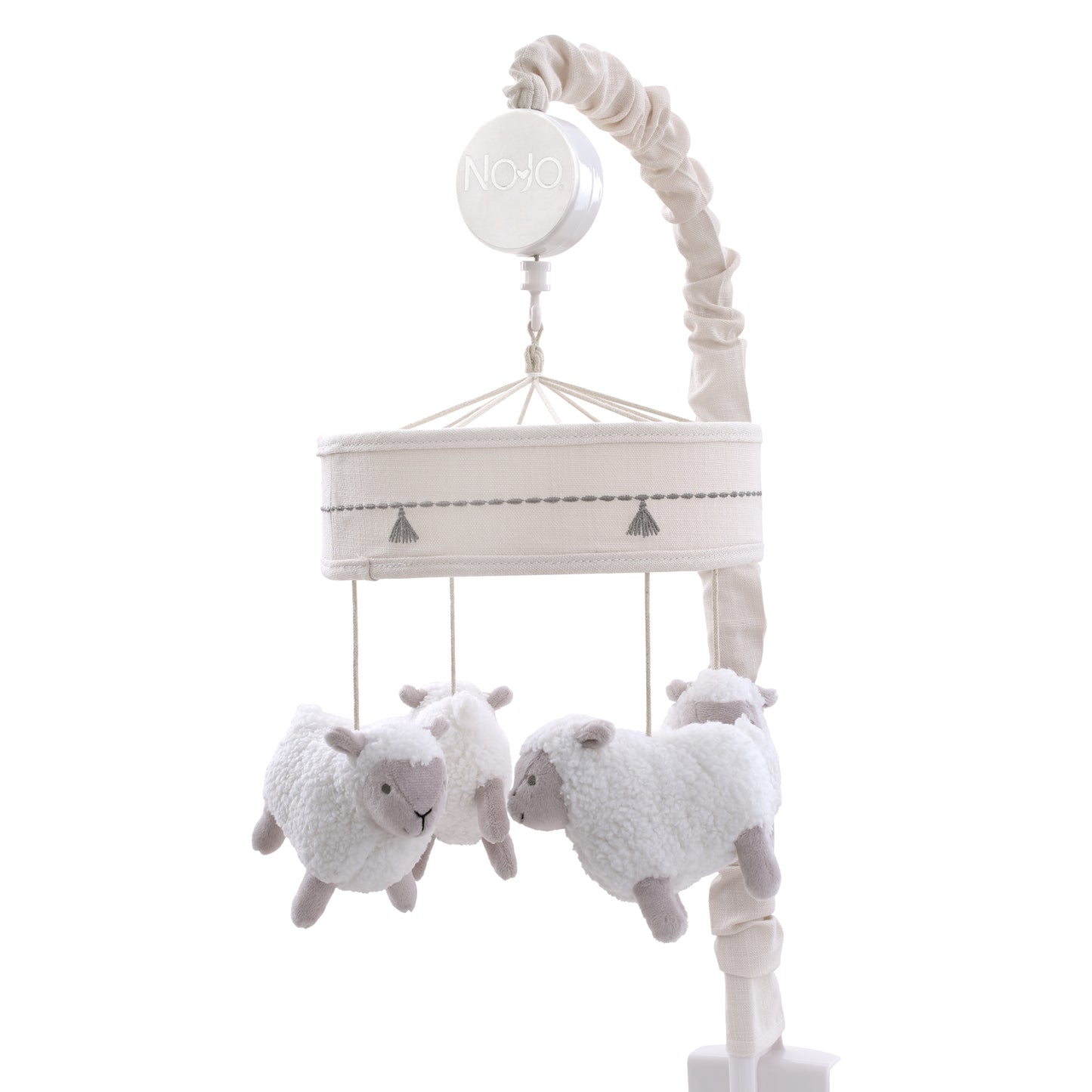 NoJo Together is Better White and Taupe Lambs Musical Mobile