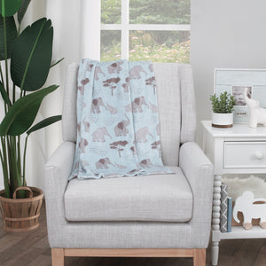 Little Love by NoJo Super Soft Blue and Grey Elephant Plush Baby Blanket