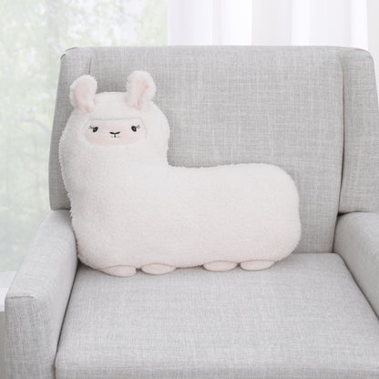 Little Love by NoJo Llama Shaped Plush Sherpa Decorative Pillow - Ivory