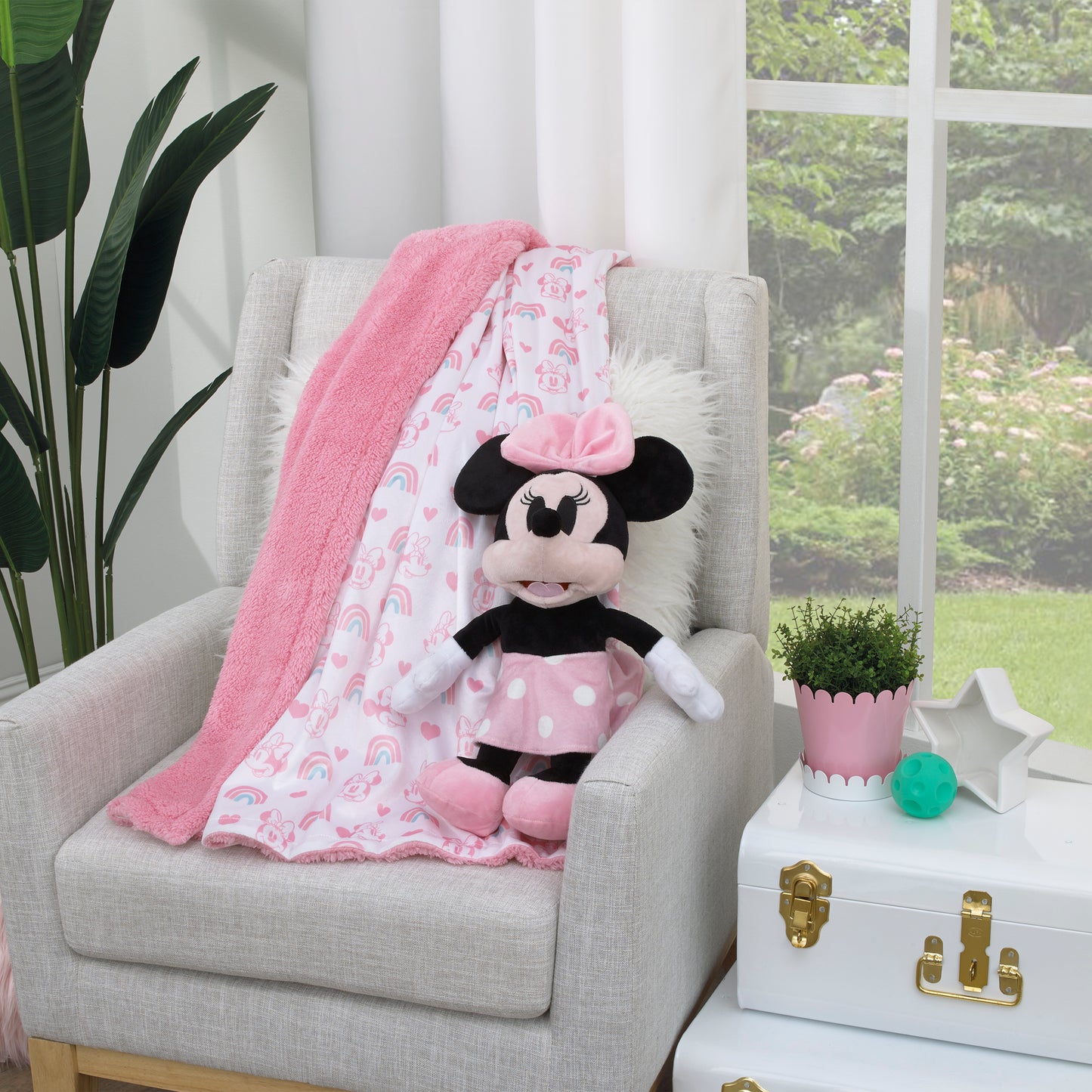 Disney Minnie Mouse Black, White, and Pink Plush