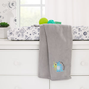 Disney Monsters, Inc. Cutest Little Monster Gray, Turquoise, and Green, Sully, and Mike Super Soft Appliqued Baby Blanket
