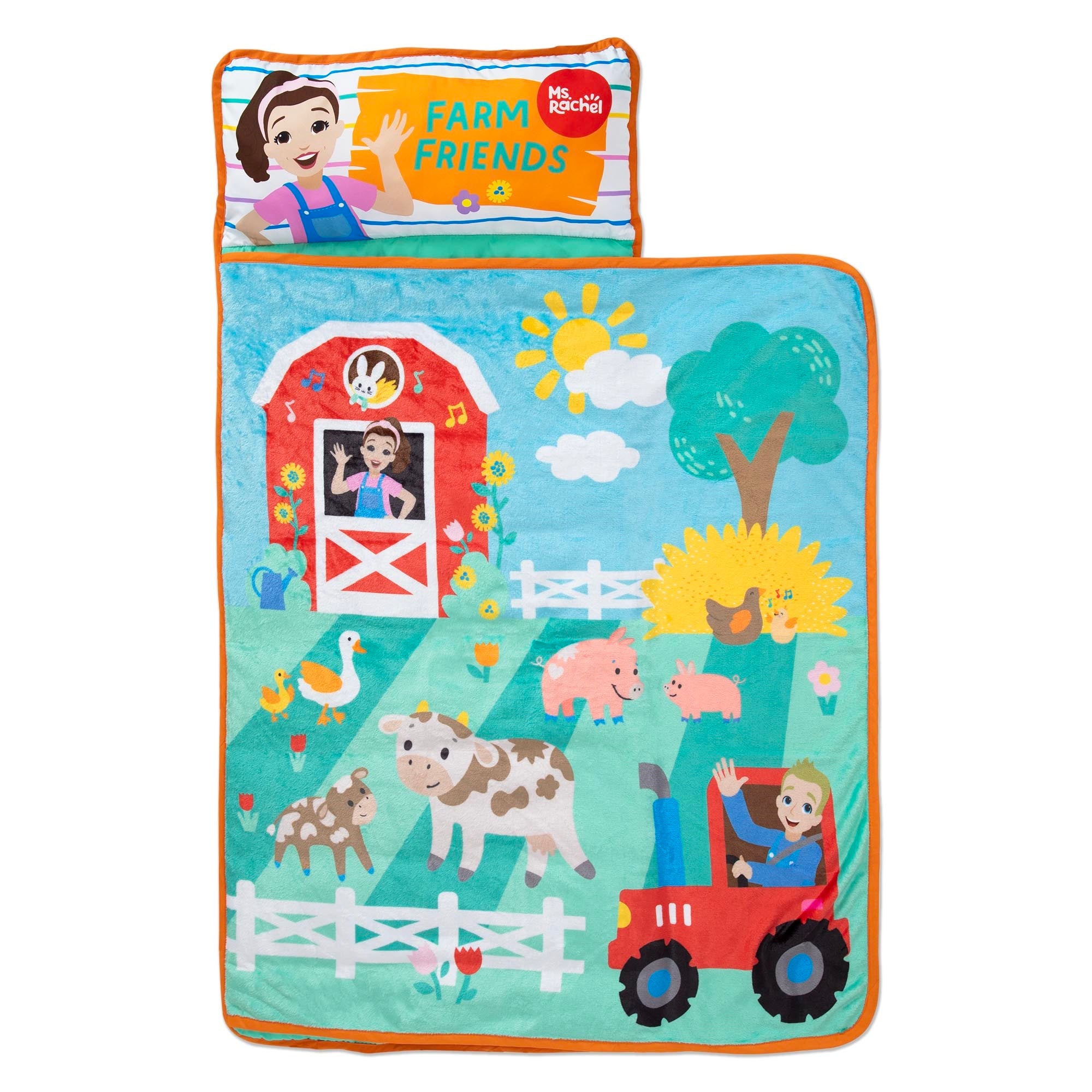 Ms. Rachel Farm Friends Toddler Nap Mat - Includes Attached Pillow