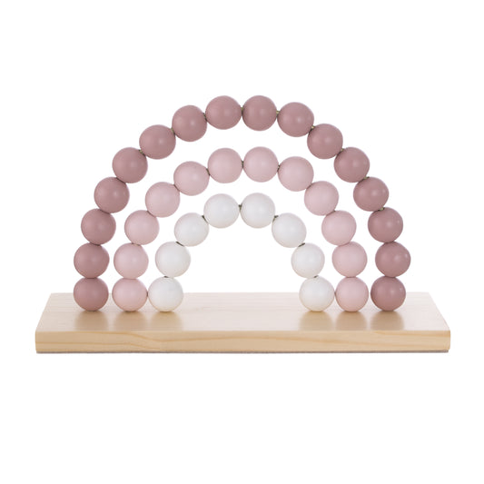 Little Love by NoJo Rainbow Shelfie Pink and Ivory Natural Wood Bead Nursery Décor