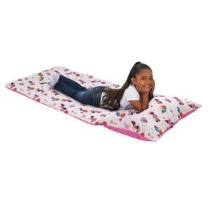 Disney Minnie Mouse Let's Party Pink, Lavender, and White Balloons, Cupcakes, and Confetti Deluxe Easy Fold Toddler Nap Mat