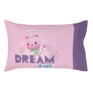 DreamWorks Gabby's Dollhouse Dream It Up Multi-Colored Rainbow PJ Time 4 Piece Toddler Bed Set - Comforter, Fitted Bottom Sheet, Flat Top Sheet and Reversible Pillowcase