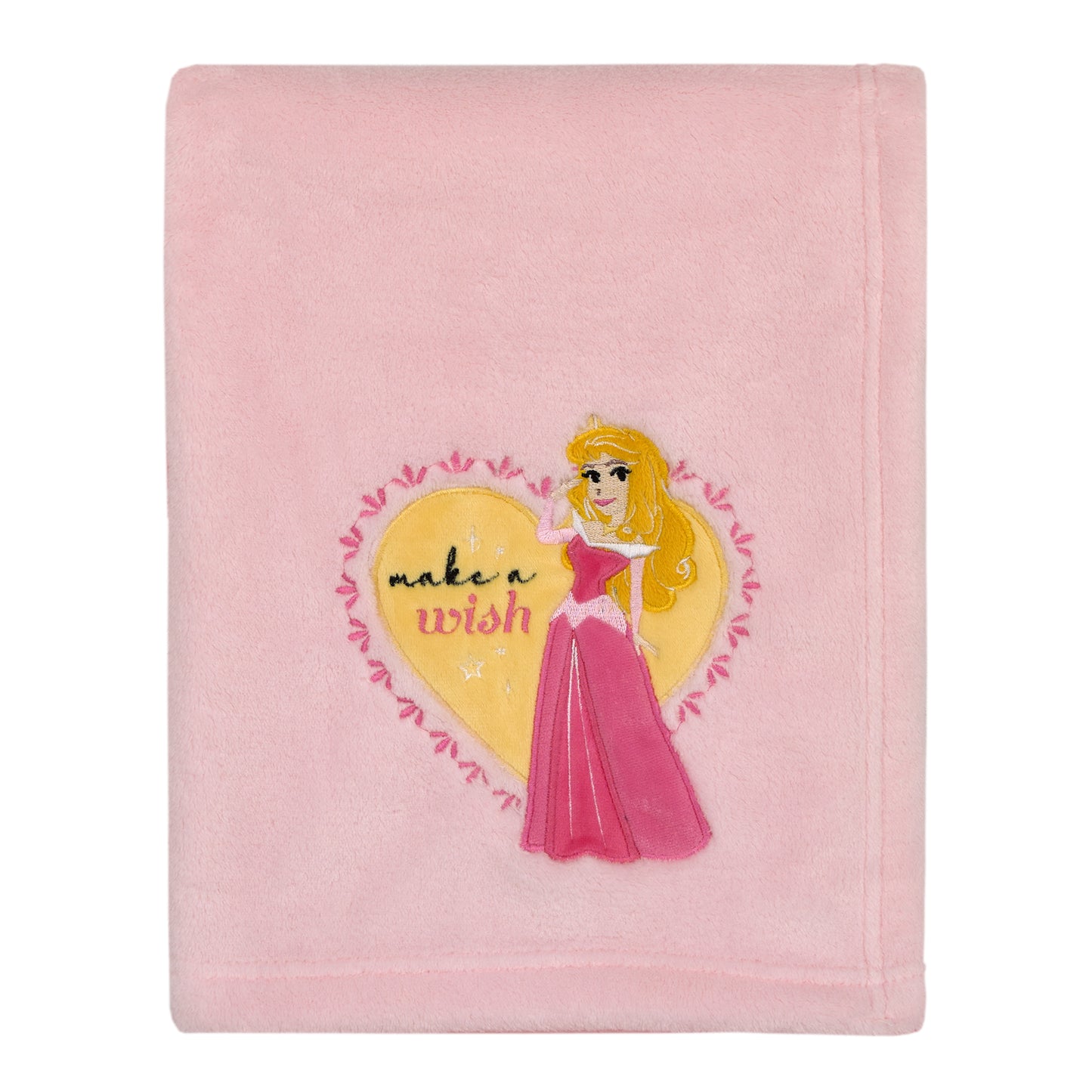 Disney Make A Wish Princess Pink Heart Aurora Super Soft Baby Blanket