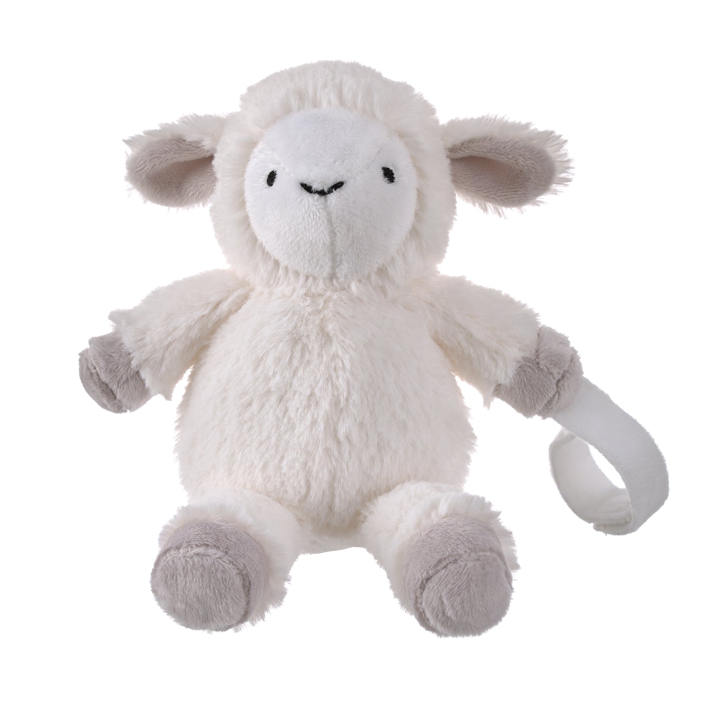 Little Love by NoJo Lamb Shaped White and Taupe Plush Pacifier Buddy