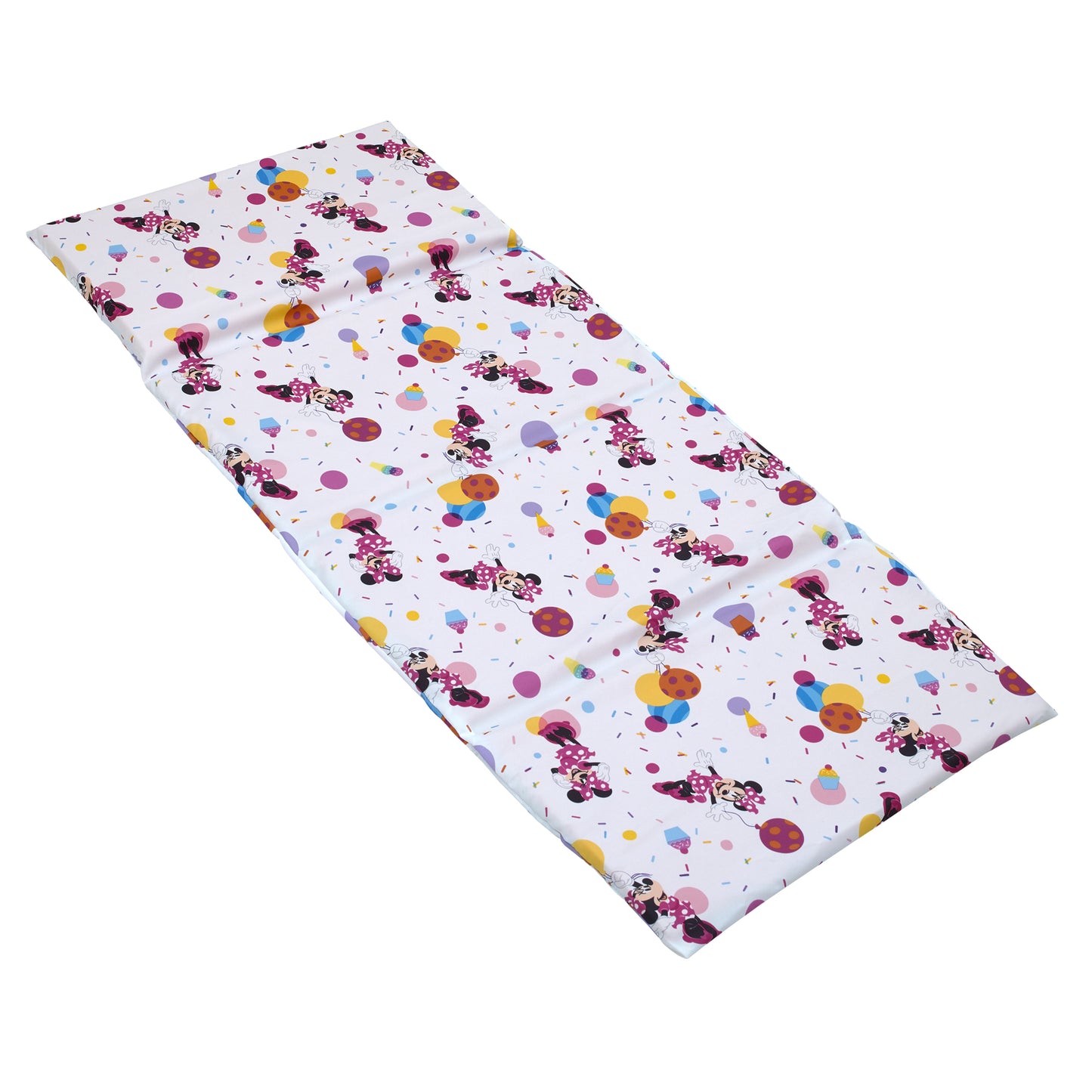 Disney Minnie Mouse Let's Party Pink, Lavender, and White Balloons, Cupcakes, and Confetti Preschool Nap Pad Sheet