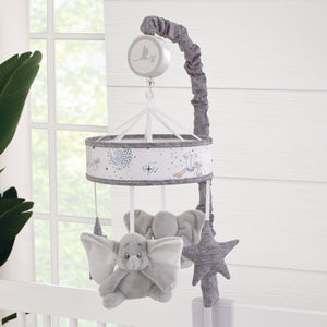 Disney Dumbo Sweet Little Baby Light Blue, White and Gray Dumbo and Stars Plush Musical Mobile