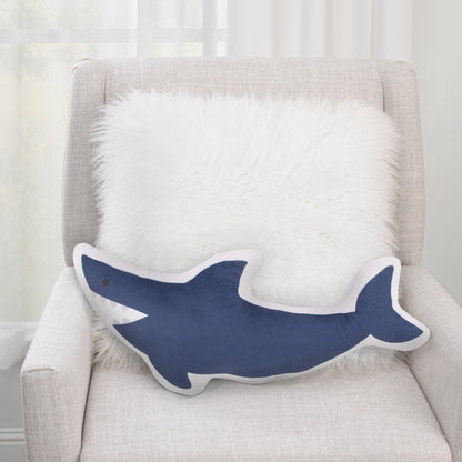Everything Kids Blue Shark Super Soft Shaped Decorative Toddler Pillow