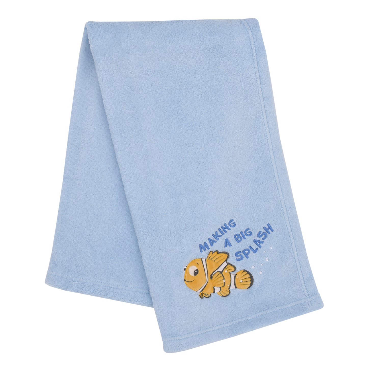 Disney Finding Nemo Cutest Little Catch Light Blue, and Orange Super Soft Appliqued Baby Blanket