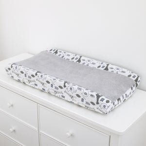 NoJo Love You To The Moon - Grey and White Elephant and Giraffe Plush Changing Pad Cover