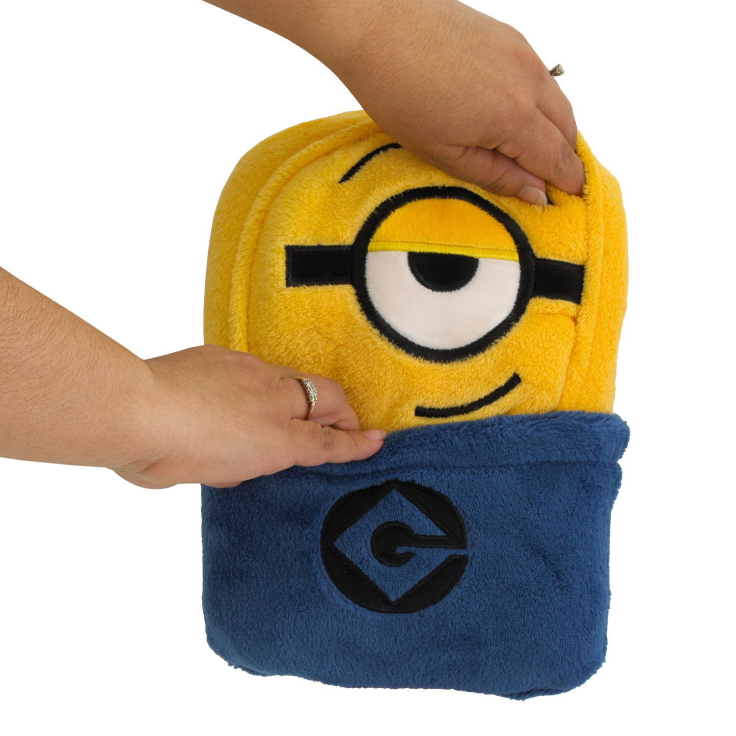 Illumination Lazy Minions Club Yellow, Blue and White, Minion Character Shaped Toddler Blanket
