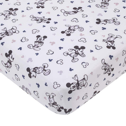 Mickey Mouse Gray, Black, and White Super Soft Nursery Fitted Crib Sheet