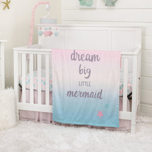 NoJo Sugar Reef Mermaid Super Soft Ombre Baby Blanket, Dream Big Little Mermaid