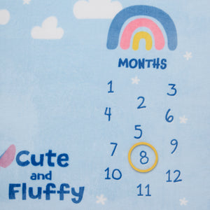 NoJo Disney Stitch Cute and Fluffy Milestone Baby Blanket, Blue and Pink