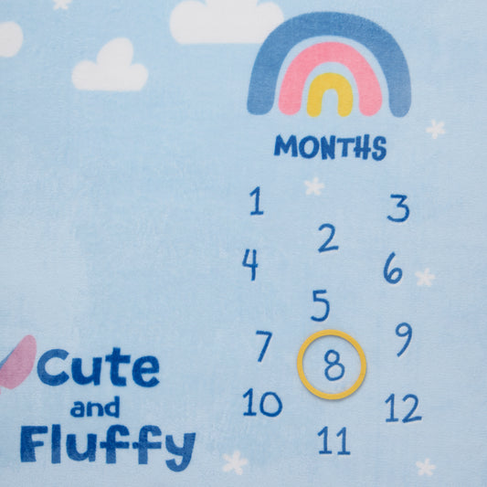 NoJo Disney Stitch Cute and Fluffy Milestone Baby Blanket, Blue and Pink