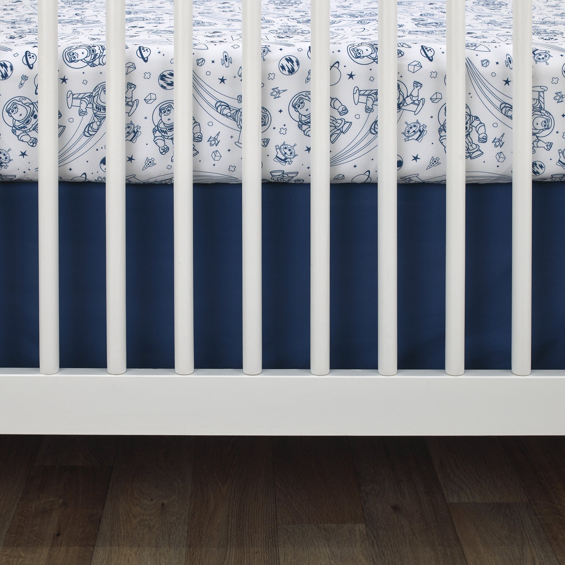 NoJo Disney Toy Story Outta This World Blue and White Nursery Fitted Crib Sheet
