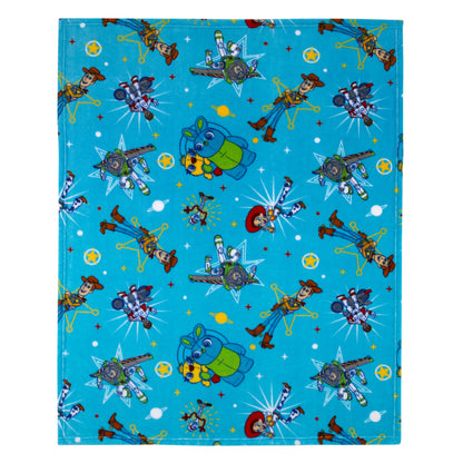 Disney Toy Story It's Play Time Blue, Green, Red and Yellow Woody, Buzz and The Toys Super Soft Toddler Blanket