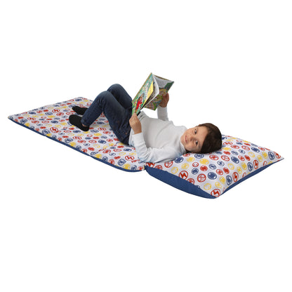 Marvel Spidey and His Amazing Friends Blue, Red, Yellow, and Green, Team Up Deluxe Easy Fold Toddler Nap Mat