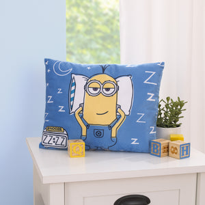 NoJo Illumination Lazy Minions Club Blue, Yellow, and White Snooze Toddler Pillow