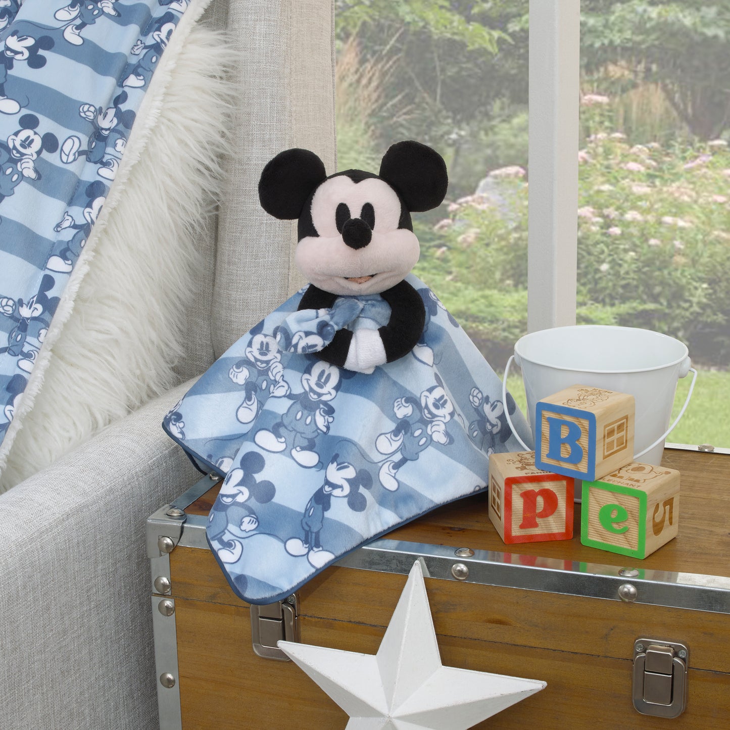 Disney Mickey Mouse Blue, White and Black Lovey Security Blanket
