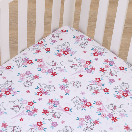 Disney Aristocats Pink, White, and Teal, Marie Super Soft Nursery Fitted Crib Sheet