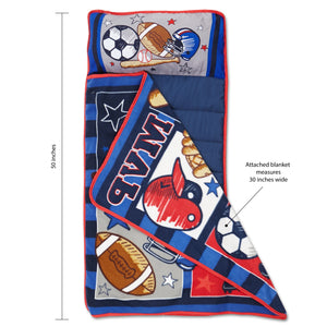 NoJo MVP Sports Toddler Nap Mat -Includes Attached Pillow and Fleece Blanket