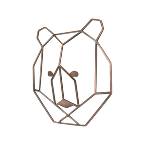 NoJo Mountain Patchwork - Metallic Copper Wire Shaped Bear Head Wall Art
