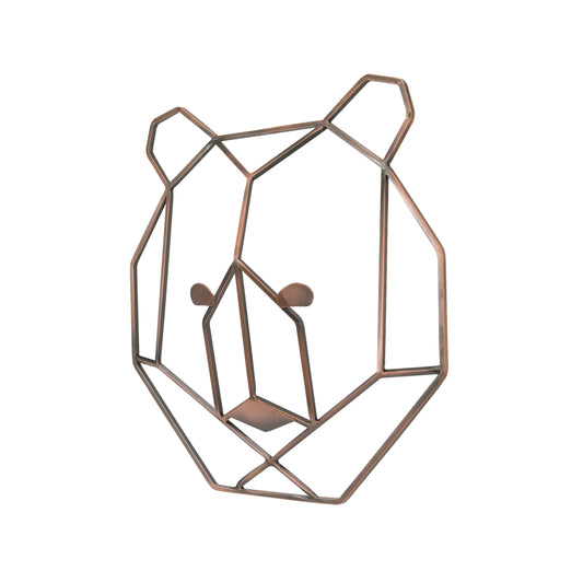 NoJo Mountain Patchwork - Metallic Copper Wire Shaped Bear Head Wall Art