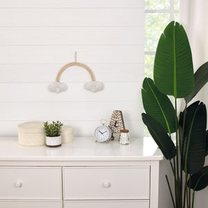 Rainbow and Clouds Natural Wooden Beads and White Chenille Clouds Nursery Wall Decor