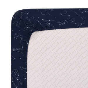 NoJo Super Soft Navy and White Cosmic Constellations Nursery Crib Fitted Sheet