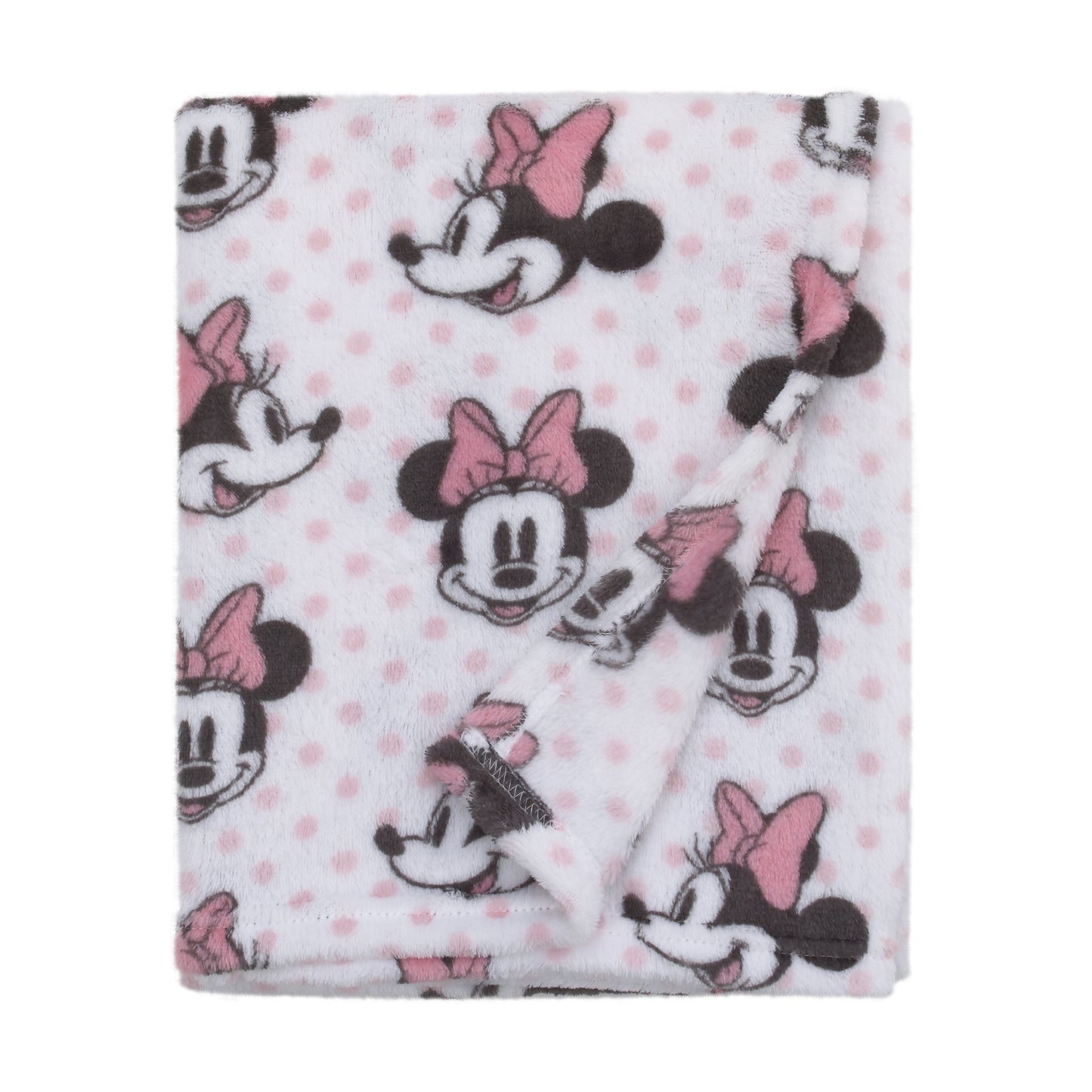 Disney Minnie Mouse - Pink, White and Black Super Soft Plush Baby Blanket