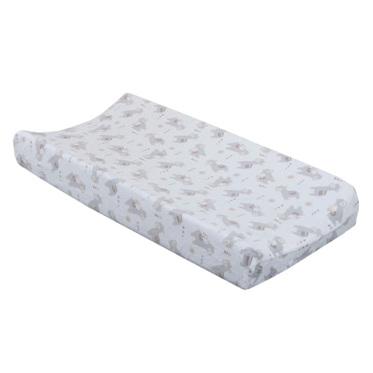 NoJo Mama's Little Llama Grey and White Super Soft Changing Pad Cover