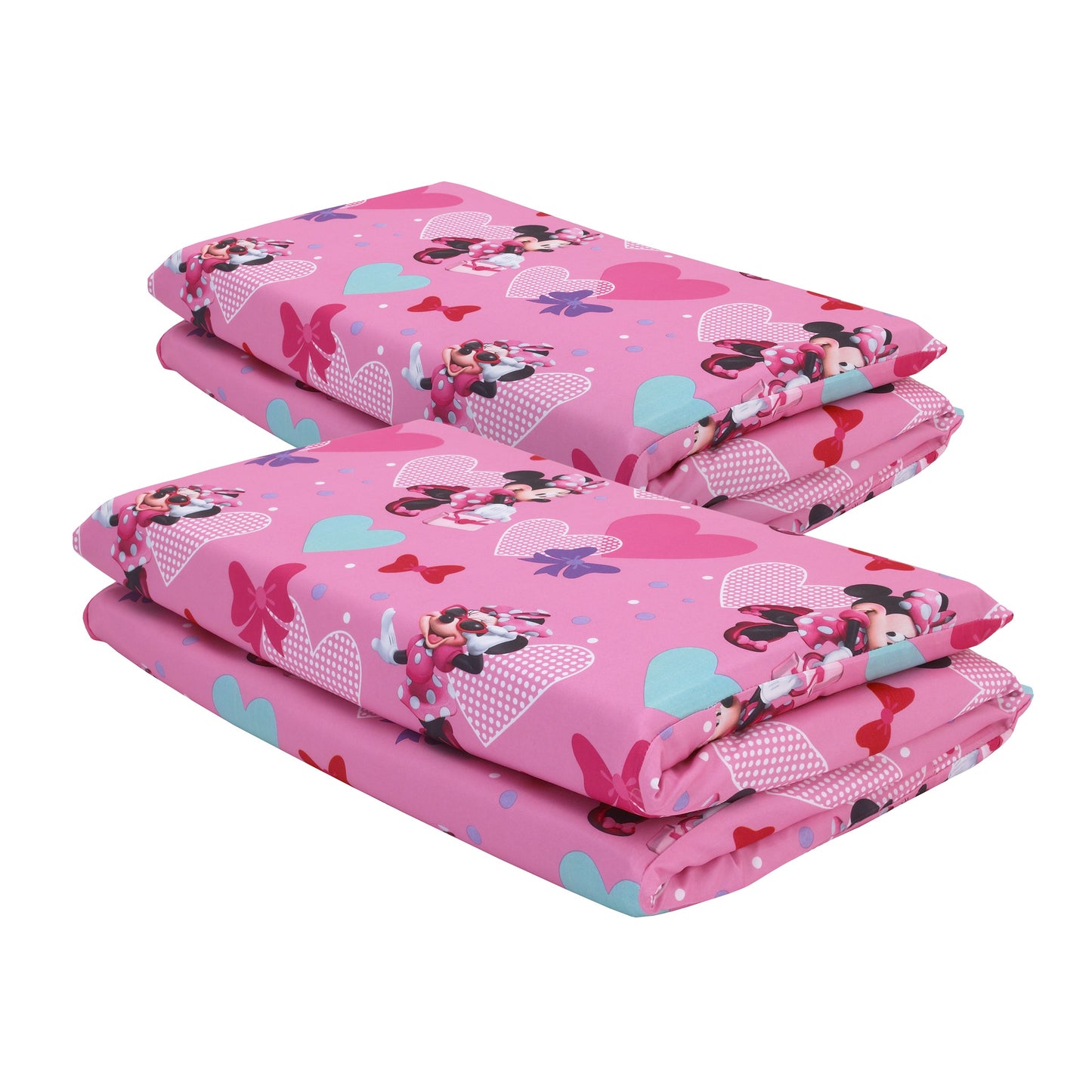 Disney Minnie Mouse - Pink, Aqua, and Purple 2 Pack Preschool Nap Pad Sheets