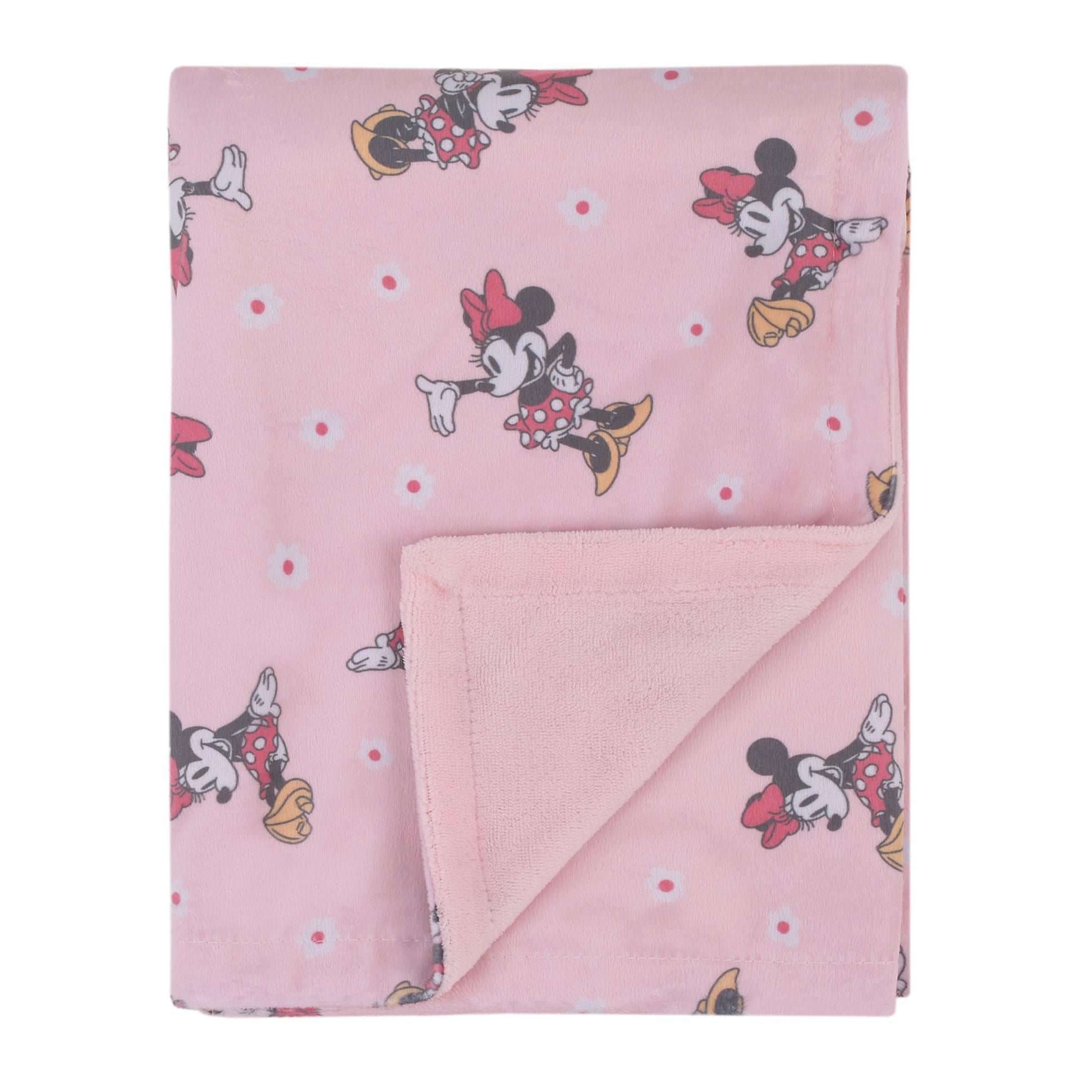 Minnie Mouse Hello Gorgeous Pink and White Deluxe Reversible Super Soft Baby Blanket