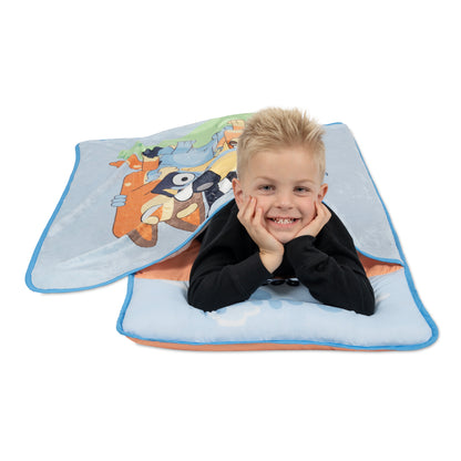 NoJo Bluey For Real Life Toddler Nap Mat - Includes Attached Pillow and Fleece Blanket