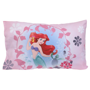 Disney Pretty Pretty Princess Pink, Blue, and Yellow 4 Piece Toddler Bed Set - Comforter, Fitted Bottom Sheet, Flat Top Sheet, and Reversible Pillowcase