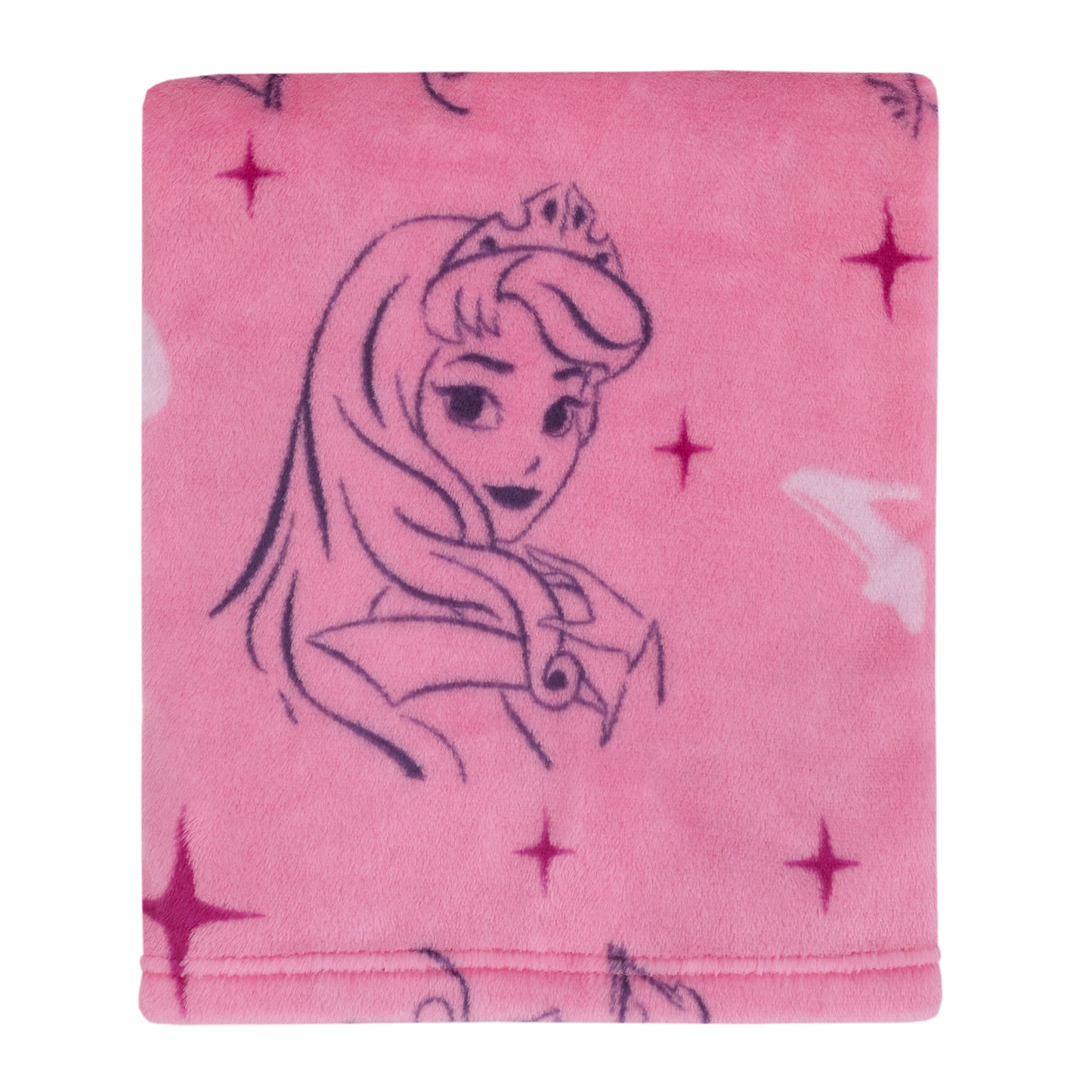 Disney Princess Pink and Purple Aurora, Snow White, and Cinderella Super Soft Baby Blanket