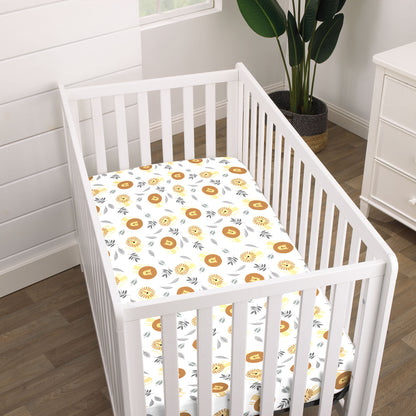 NoJo Lion Brown, Grey and Yellow Fitted Super Soft Crib Sheet