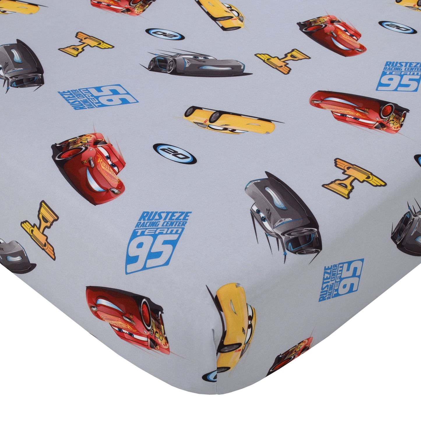 NoJo Disney Cars 3 Rusteze Fitted Toddler Sheet - Red, Yellow, Blue, Gray